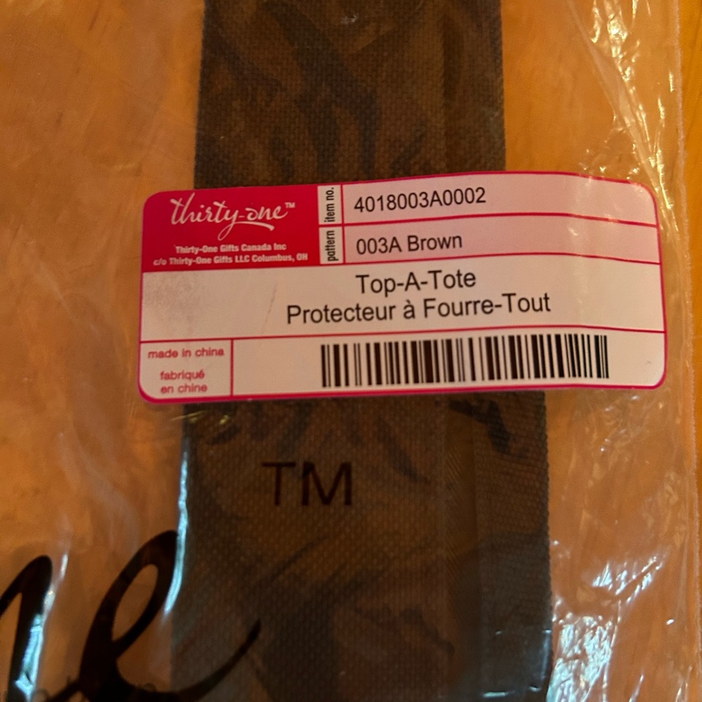 Thirty-One Top a Tote - Brown NEW